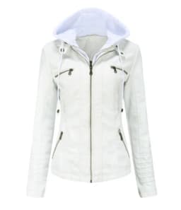 Women's Leather Jacket Hooded Zipper Coat Fashionable Casual Style Chinese Manufacturer Regular Thickness for Autumn Season