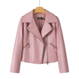 2026 Fashion Pink Black Leather Jacket Women's Short Coat Spring Autumn Zip-up Loose PU Leather Outerwear Student Casual Jackets