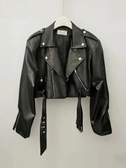 Black Zipper Motorcycle Leather Jacket Women's Short Style 2026 Spring New Design PU Short Coat Versatile Youth Fashion