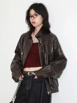 CHIC VEN Women Faux Leather Jackets Vintage Casual Solid Loose Stand Up Collar Coats Girl PU Clothes Spring Autumn New 2026