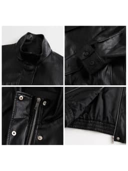 CHIC VEN Women Faux Leather Jackets Vintage Casual Solid Loose Stand Up Collar Coats Girl PU Clothes Spring Autumn New 2026