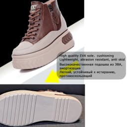 High Top Women Shoes Genuine leather 8cm Platform Boots Wedge Hidden Heel Zip Spring Autumn Warm Fur Winter Shoes Sneakers
