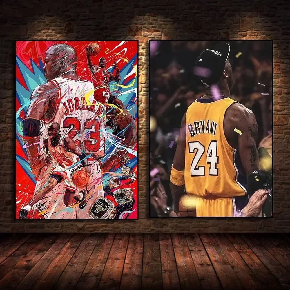 Basketball Legends Canvas Art Kobe LeBron More Framless Wall Decor for Living Room Sports Themed Home Decoration Ideal Gift