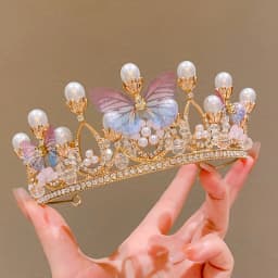 Crystal Pearl Tiaras And Crowns For Women Party Rhinestone Butterfly Headband Bridal Wedding Hair Accessories Jewelry Crown Gift