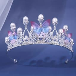 Crystal Pearl Tiaras And Crowns For Women Party Rhinestone Butterfly Headband Bridal Wedding Hair Accessories Jewelry Crown Gift