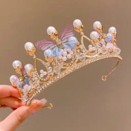 Crystal Pearl Tiaras And Crowns For Women Party Rhinestone Butterfly Headband Bridal Wedding Hair Accessories Jewelry Crown Gift