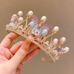 Crystal Pearl Tiaras And Crowns For Women Party Rhinestone Butterfly Headband Bridal Wedding Hair Accessories Jewelry Crown Gift