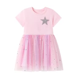 Little maven Baby Girls Clothes 2026 Summer Children's Clothing Cartoon Stars Birthday Gifts Mesh Dresses 2-7 Years Kids