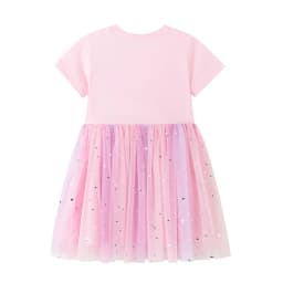 Little maven Baby Girls Clothes 2026 Summer Children's Clothing Cartoon Stars Birthday Gifts Mesh Dresses 2-7 Years Kids