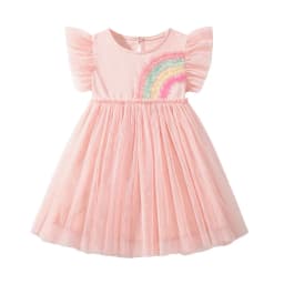 Little maven Baby Girls Clothes 2026 Summer Children's Clothing Cartoon Stars Birthday Gifts Mesh Dresses 2-7 Years Kids