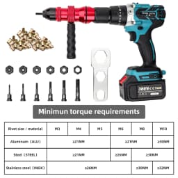 Electric Rivet Nut Gun Riveting AdapterM3 M4 M5 M6 M8 M10 Insert Rivet Nut Tool Cordless for Electric Drill Manual Riveting Tool