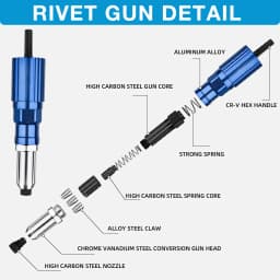 Electric Rivet Gun 2.4mm-4.8mm Portable Rivet Nut Gun Drill Adapter Home Plug-in Riveting Tool Wireless Rivet Nail Bit Tools Kit
