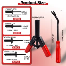 Plastic Rivet Gun Kit, Fastener Removal Tool, 40 Nylon Rivets, Suitable For Fastening Door Panels And Automotive Interior Parts