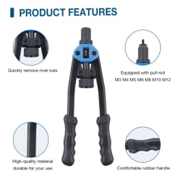 Manual Rivet Nut Gun M3 M4 M5 M6 M8 M10 M12 Home Riveter, Insert Nut Fast Riveting Tool, With 110Pcs Rivet Nuts,Plastic Suitcase
