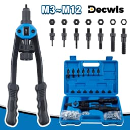 Manual Rivet Nut Gun M3 M4 M5 M6 M8 M10 M12 Home Riveter, Insert Nut Fast Riveting Tool, With 110Pcs Rivet Nuts,Plastic Suitcase