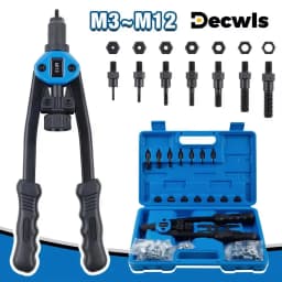 Manual Rivet Nut Gun M3 M4 M5 M6 M8 M10 M12 Home Riveter, Insert Nut Fast Riveting Tool, With 110Pcs Rivet Nuts,Plastic Suitcase