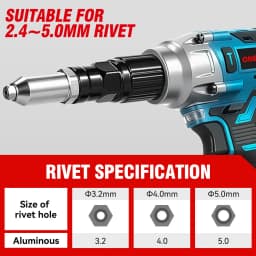 ONEVAN 25000N Brushless Electric Rivet Gun 588N.M 2.4-5.0mm Cordless Portable Riveting Drill Power Tool For Makita Battery Pin