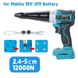 Heimerdinger Brushless Rivet Gun Cordless, 2.4-5.0cm Range, 12000N Pulling Force, Forward/Reverse, Multi-Hole Cooling,No battery