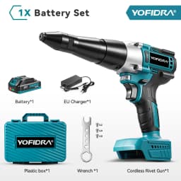 YOFIDRA Brushless Electric Rivet Gun 25000N Cordless Riveting Drill Nut Gun Metal Fastening Tool For Makita 21V Battery Pin