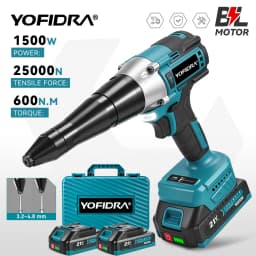YOFIDRA Brushless Electric Rivet Gun 25000N Cordless Riveting Drill Nut Gun Metal Fastening Tool For Makita 21V Battery Pin