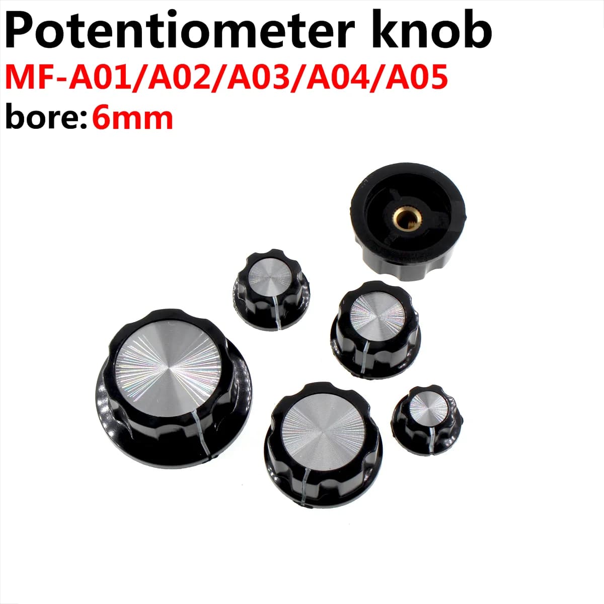 20PCS MFA01 MFA02 MFA03 MFA04 MFA05   knob Switch A-1  A-2 A-3 A-4 A-5  potentiometer knob Bakelite knob  cap inner bore:6mm