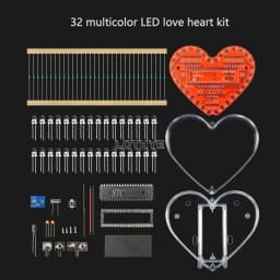 DIY Electronic Kit LED Heart-Shaped Multicolor Flow Light 51 Microcontroller RGB Colorful Love Heart Water Lamp Fun Soldering