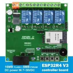 ESP32 - 4 Relay controller board for Wi-Fi Bluetooth TASMOTA Smart Home system, Home Assistant. ESP32R4.