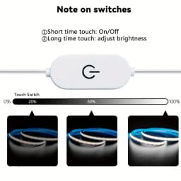 1-5M USB Power COB LED Strip Light Touch Switch Dimmable For Indoor Lighting Living Room Bedroom Wardrobe TV Background Kitchen