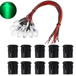 10Pack 10MM 12V LED Light Emitting Diodes LED Pre Wired Prewired Lamp with Plastic Clip HolderLight Bulb Prewired Emitting Diode