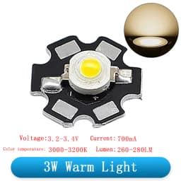 1W 3W 5W High Power LED Beads Full Spectrum Pure White/Warm With 20mm Black Star PCB Heat sink Aluminum Substrate DIY lights