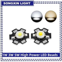 1W 3W 5W High Power LED Beads Full Spectrum Pure White/Warm With 20mm Black Star PCB Heat sink Aluminum Substrate DIY lights