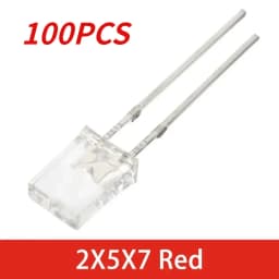 100PCS 2x5x7 LED Diodes Square Transparent Light Emitting Diode Lamp White Red Yellow Blue Green Electronic Luminescent Products