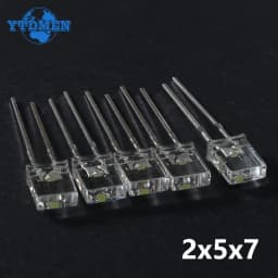 100PCS 2x5x7 LED Diodes Square Transparent Light Emitting Diode Lamp White Red Yellow Blue Green Electronic Luminescent Products