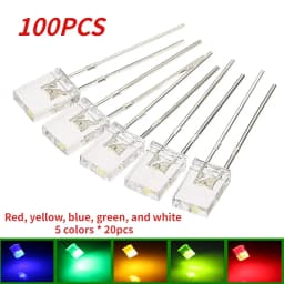 100PCS 2x5x7 LED Diodes Square Transparent Light Emitting Diode Lamp White Red Yellow Blue Green Electronic Luminescent Products