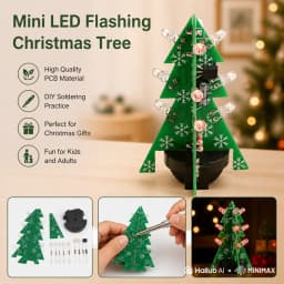 DIY Electronics Kit 3D Christmas Tree Soldering Practice Electronic Science Assembly Kit 3 Color Flashing LED PCB