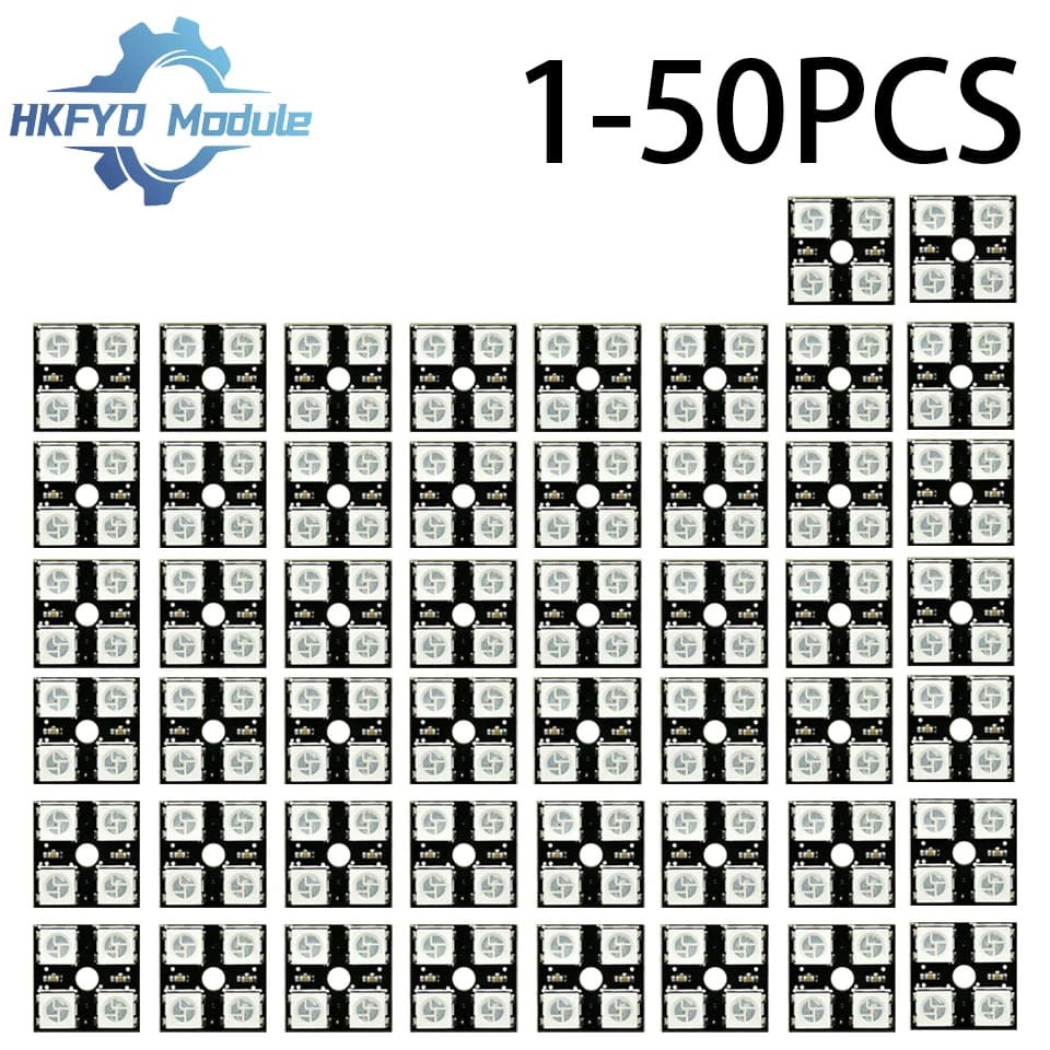 1-50PCS WS2812 4-Bit RGB LED Panel Module 4-Channel 5050 Full-Color Lamp Board for Arduino, DC 5V Smart Lighting