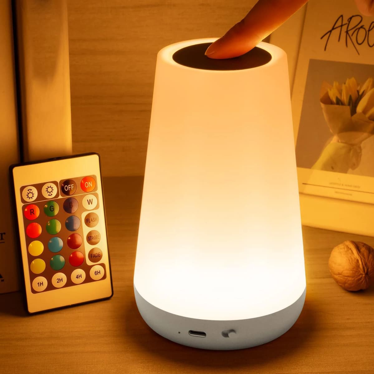 13 Color Changing Night Light RGB Remote Control Touch Dimmable Lamp Portable Table Bedside Lamps USB Rechargeable Night Lamp