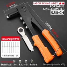 Hand Rivet Gun Set Professional Rivet Nut Riveter Construction Stapler DIY Hand Tool Riveter Tools Embody 50pcs Rivet Nut