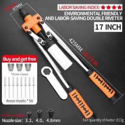 Hand Rivet Gun Set Professional Rivet Nut Riveter Construction Stapler DIY Hand Tool Riveter Tools Embody 50pcs Rivet Nut