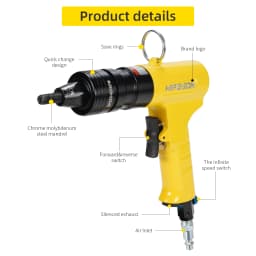 HIFESON Pneumatic Rivet Nut Gun Insert Threaded Pull Setter Riveters Riveting Nuts Rivnut Tool for M3 M4 M5 M6 M8 M10 M12