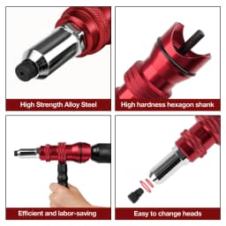 Upgraded Rivet Gun Electric Rivet Gun for 2.4mm-4.8mm Rivets Home Cordless Rivet Gun Drilling Tool with Removable Plastic Handle
