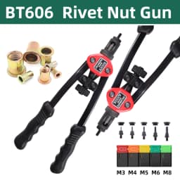 BT-606 Riveter Gun Tool Threaded Hand Rivet Nut Gun M3 M4 M5 M6 M8 Double Insert Manual Double Handle Riveter Tool 200pcs Nuts