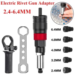 Electric Rivet Gun Electric Drill Rivet Gun Adapter Cordless Riveting Tool Kit Plug-in Rivet Tool 2.4mm/3.2mm/4.0mm/4.8mm/6.4mm
