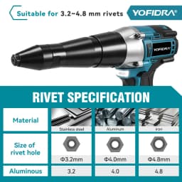 YOFIDRA 25000N Brushless Electric Rivet Gun Cordless Rivet Nut Gun Drill Insert Automatic Riveting Tool For Makita Battery Pin