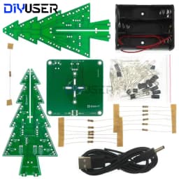 DIYUSER Three-Dimensional 3D Christmas Tree LED DIY Kit Red/Green/Yellow RGB LED Flash Circuit Kit Electronic Fun Suite