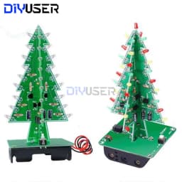 DIYUSER Three-Dimensional 3D Christmas Tree LED DIY Kit Red/Green/Yellow RGB LED Flash Circuit Kit Electronic Fun Suite