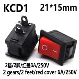 10Pcs KCD1 Series 2/3/4/6 Pin Rocker Switch Power Switches 6A/10A 250V 125V 2/3 Position Black Button Mounting 15mm*21mm With Li