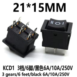 10Pcs KCD1 Series 2/3/4/6 Pin Rocker Switch Power Switches 6A/10A 250V 125V 2/3 Position Black Button Mounting 15mm*21mm With Li
