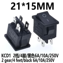 10Pcs KCD1 Series 2/3/4/6 Pin Rocker Switch Power Switches 6A/10A 250V 125V 2/3 Position Black Button Mounting 15mm*21mm With Li