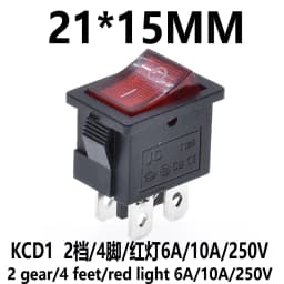 10Pcs KCD1 Series 2/3/4/6 Pin Rocker Switch Power Switches 6A/10A 250V 125V 2/3 Position Black Button Mounting 15mm*21mm With Li